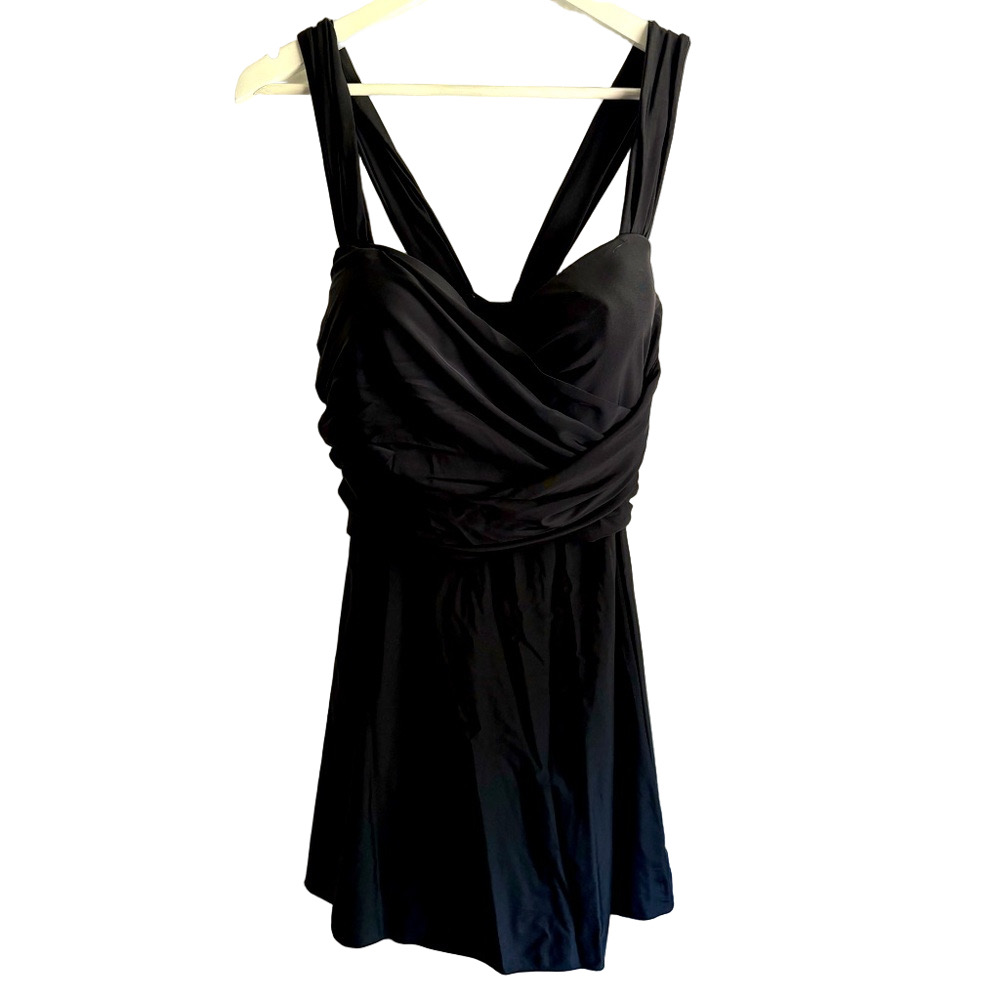 Cocopear Black Swim Dress with Crossed Straps
